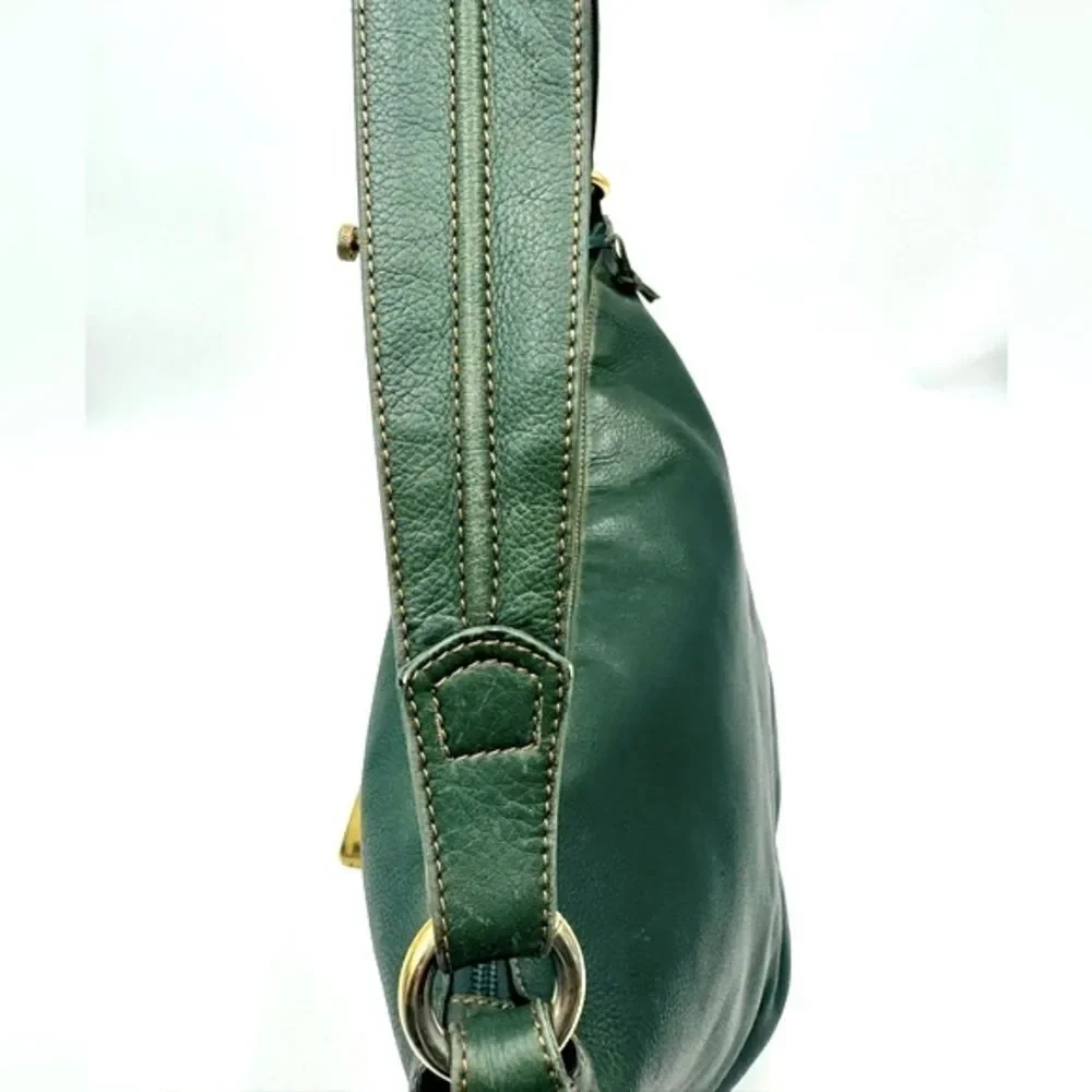 Auth Loewe Green Pebble Grain Leather Anagram Hobo Shoulder Bag Preloved Purse